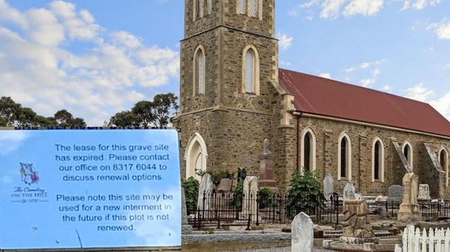 Compilation image – Old Noarlunga Cemetery and a notice posted on the cemetery.