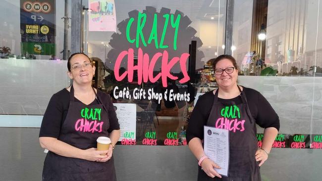 Sisters in law and business partners Lisa Mason and Jennifer Burslem at Crazy Chicks cafe, gifts and catering at Bakewell Shopping Centre. Picture: Supplied