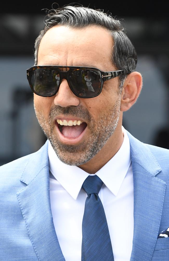 Looking the Goodes in powder blue: David Jones ambassador Adam Goodes. Picture: James Ross/AAP.