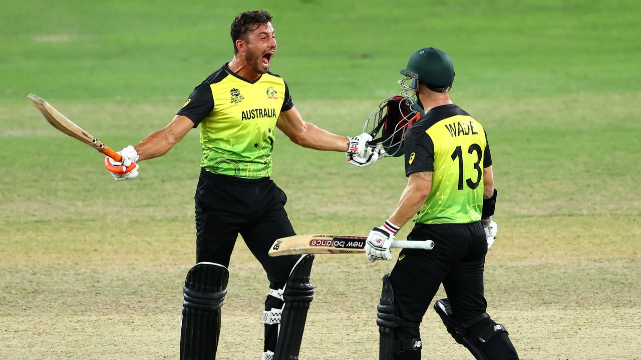 Matthew Wade and Marcus Stoinis were the heroes of the semi-final against Pakistan. Photo by Francois Nel/Getty Images