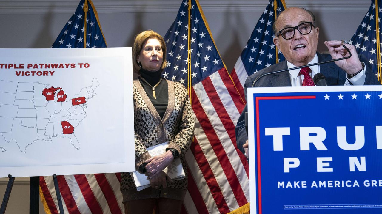 Trump’s head lawyer appeared alongside Sidney Powell at a press conference last week. Picture: Drew Angerer/Getty Images/AFP.