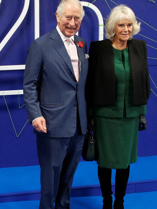 Prince Charles and Camilla, Duchess of Cornwall at the COP26 UN Climate Summit in Glasgow. Picture: Phil Noble/AFP