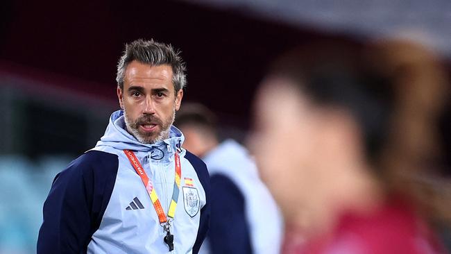 Spain's head coach Jorge Vilda has broken his silence on the kiss controversy. Picture: AFP