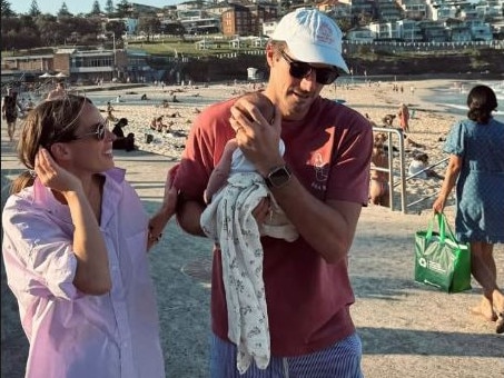 Pat Cummins and wife Becky with baby Edi