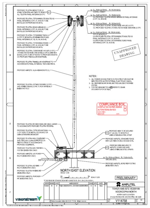 Plans of the proposed telecommunications tower in detail. Picture: Supplied