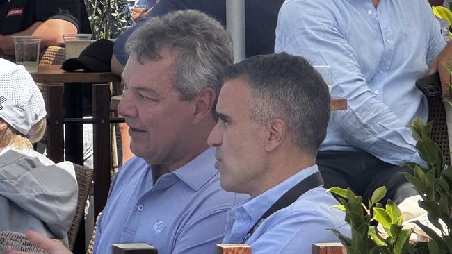 BlueScope Steel chief executive Mark Vassella with South Australian Premier Peter Malinauskas at the LIV Golf event in Adelaide on Sunday. Picture: The Advertiser