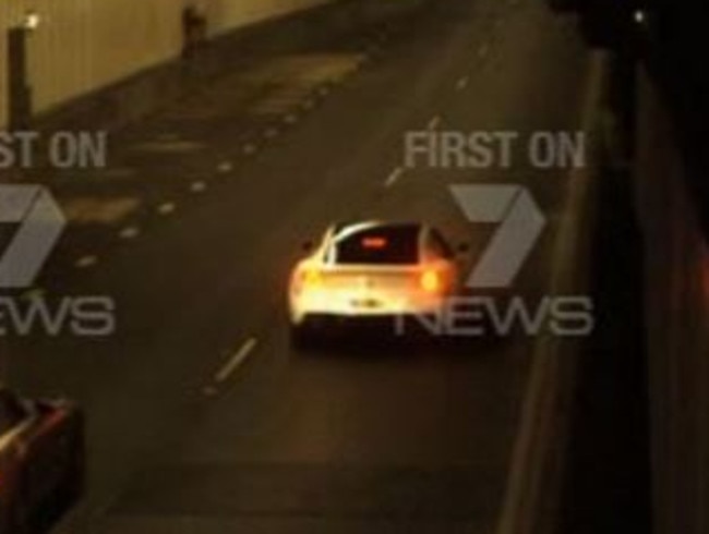 Salim’s Ferrari seen speeding in the Cross City Tunnel. Picture: 7 News