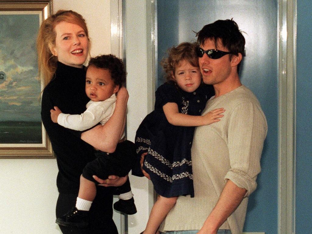 Nicole Kidman and Tom Cruise with their children Connor and Isabella in Sydney. Picture: Supplied