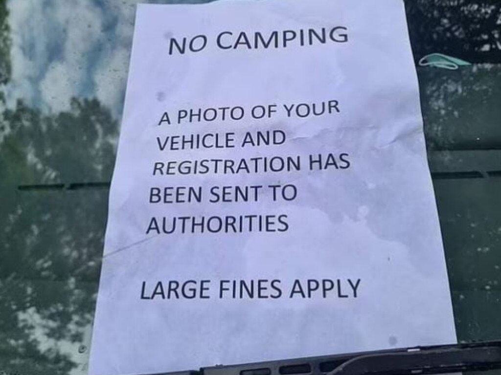 One of the notes accused the van driver of illegally camping. Picture: Facebook