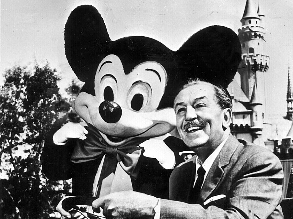 Animator Walt Disney and fictional cartoon character Mickey Mouse.