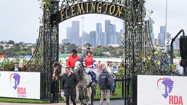 Ethan Brown returns to the mounting yard on Berkshire Breeze (IRE) after winning the RDAV Sally Francis Plate at Flemington Racecourse on June 08, 2024 in Flemington, Australia. (Photo by Reg Ryan/Racing Photos via Getty Images)