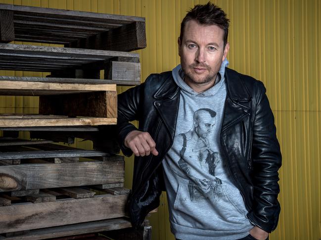 LA-based Melbourne actor and filmmaker Leigh Whannell home to promote his sci-fi/action film Upgrade. Picture Jake Nowakowski