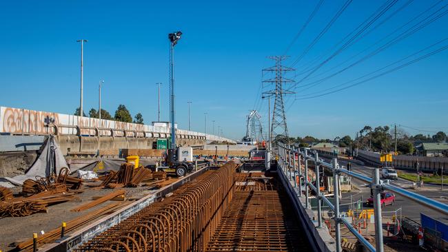 West Gate Tunnel project works lay idle at the Millers Rd entrance to the West Gate Freeway. Picture: Jake Nowakowski