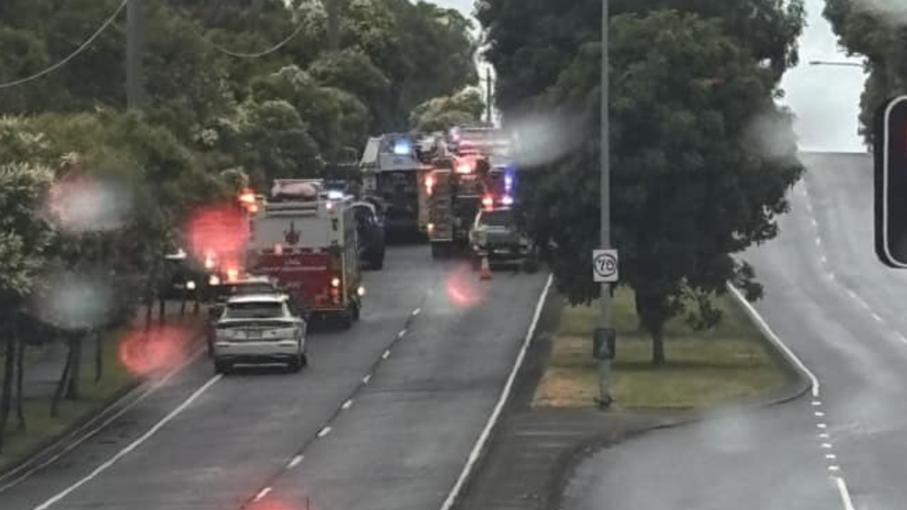 Paramedics rushed to the serious single-vehicle crash at the intersection of Manly Road and Wondall Road at 3:45pm. Picture: Courty Nish