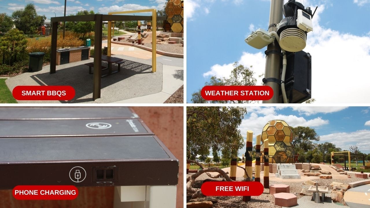 The park boasts a range of hi-tech features, including free Wi-Fi, phone charging and barbecues that can be monitored from your phone. Picture: Anthony Anderson/ NCA NewsWire