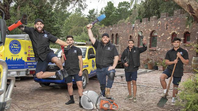 Number 4: Adam Shohany, Mitchell Elhaouli, owner Terry Omar, Sam Elhaouli and Alex Saaoud from King &amp; Sons Plumbing, Glenroy. Picture: Ellen Smith