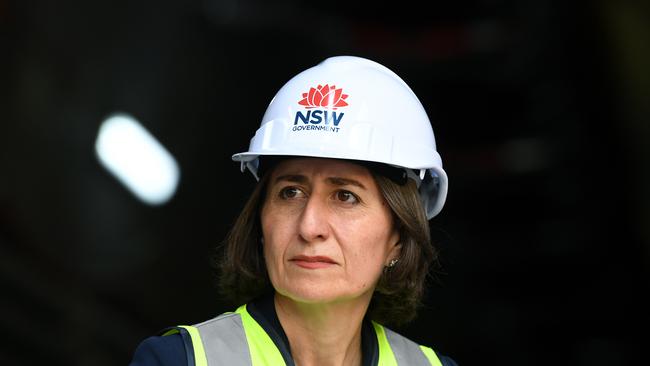 NSW Premier Gladys Berejiklian during a tour of the Sydney Metro site at Marrickville in Sydney, Thursday, March 14, 2019. (AAP Image/Joel Carrett) NO ARCHIVING