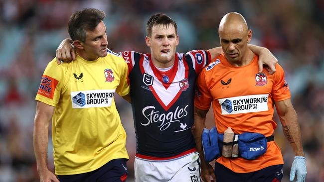 Luke Keary suffered a season-ending knee injury. Picture: Cameron Spencer/Getty Images