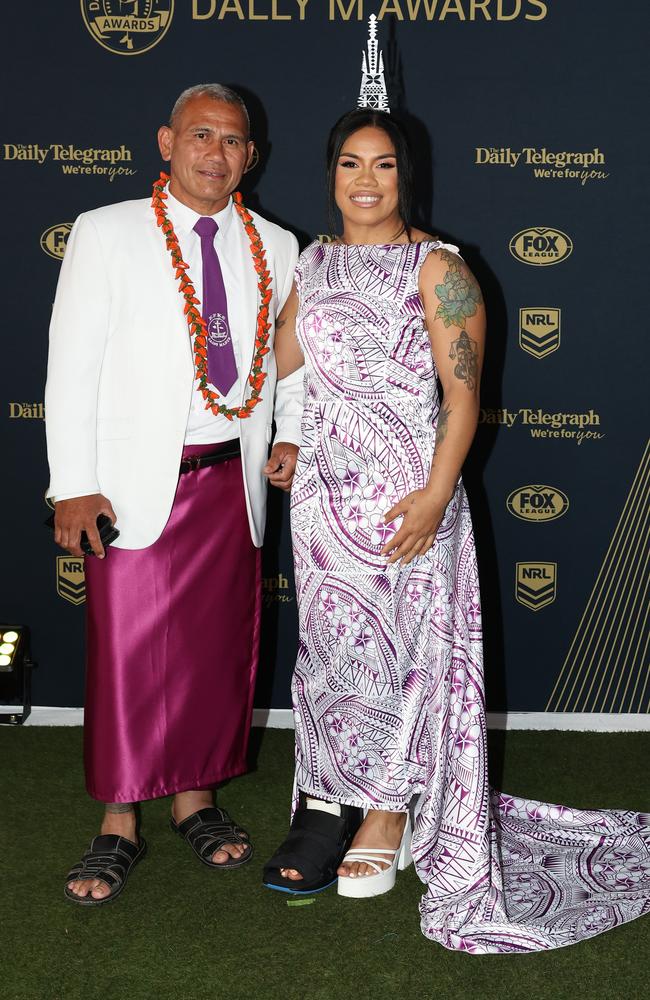 Sarah Togatuki of the Wests Tigers arrives ahead of the 2023 Dally M Awards (Photo by Mark Kolbe/Getty Images)