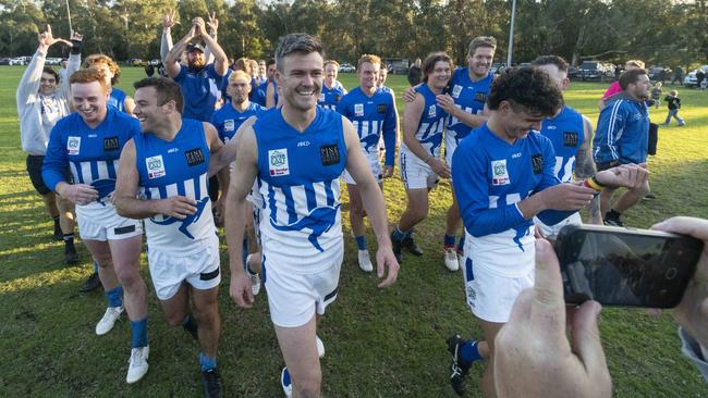 Outer East: Officer celebrates a win over Seville. Picture: Valeriu Campan