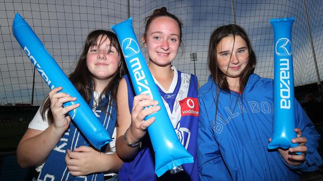 Roo fans celebrate the win in Tasmania. Picture: Getty Images