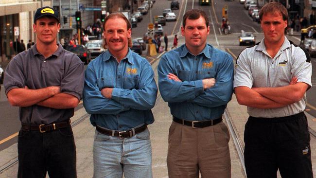 Wayne Carey, Gary Ablett, Jason Dunstall and Tony Lockett take to Melbourne's streets.