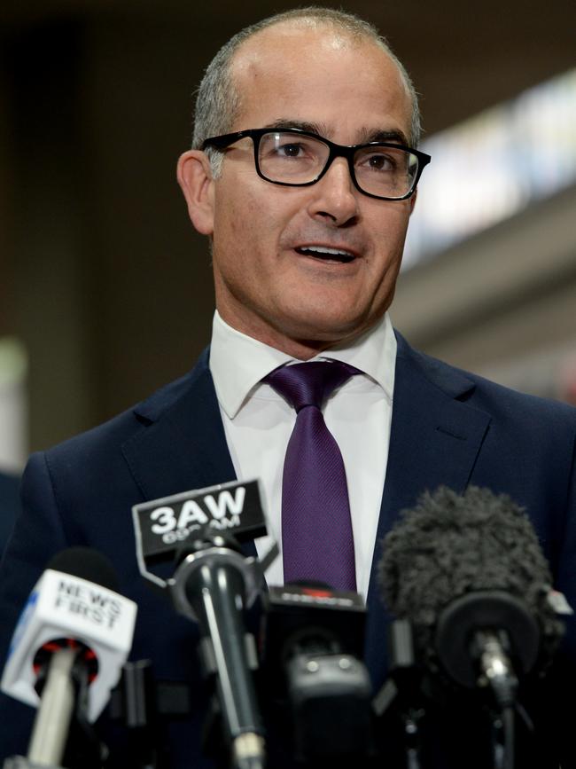 Acting Premier James Merlino is cheery but he’s not in charge. Picture: Andrew Henshaw