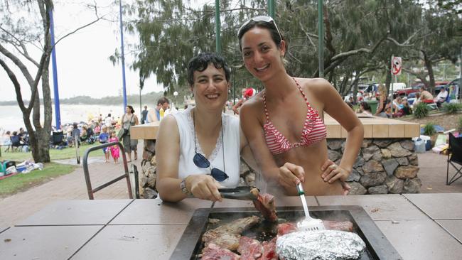 At Mooloolaba Beach celebrating Christmas Day in 2004 with a BBQ were Mum and Daughter L-R Rosina and Renee Catania.