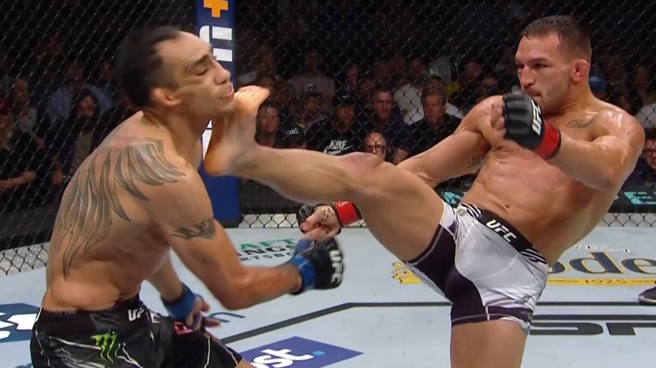 Michael Chandler's KO face kick had Tony Fergsuon seeing stars. Photo: Fox Sports.