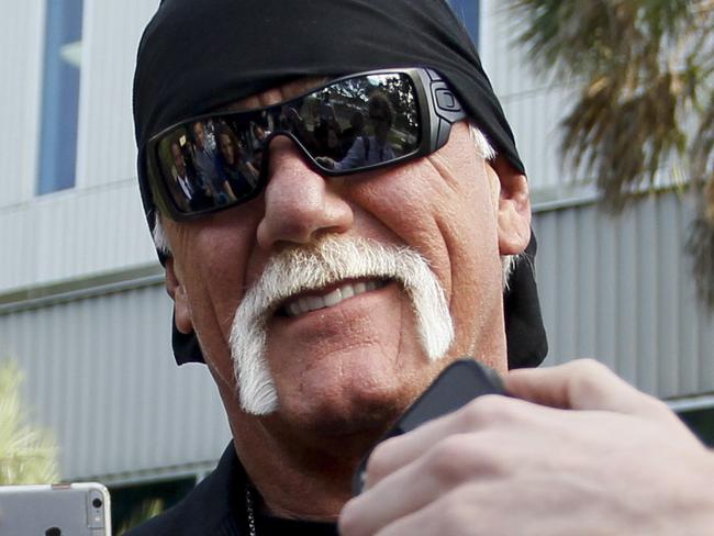 Hulk Hogan, whose given name is Terry Bollea, speaks to the media after a jury returned its decision Monday, March 21, 2016, in St. Petersburg, Fla. A jury has hit Gawker Media with $15 million in punitive damages and its owner with $10 million, adding to the $115 million it awarded last week for publishing a sex video of Hogan. (Dirk Shadd/The Tampa Bay Times via AP) TAMPA OUT; CITRUS COUNTY OUT; PORT CHARLOTTE OUT; BROOKSVILLE HERNANDO TODAY OUT; MANDATORY CREDIT