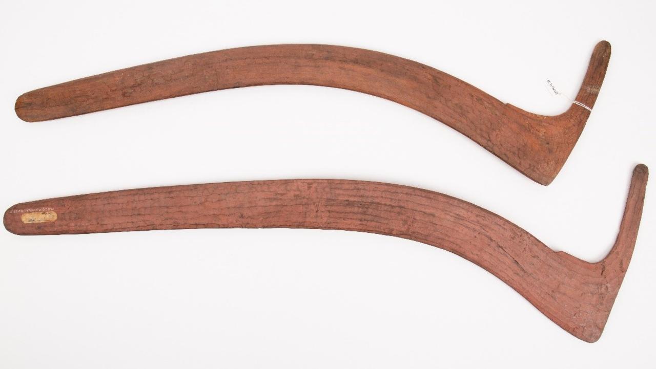 Warumungu wartilykirri (hooked boomerangs) have been returned from the Tāmaki Paenga Hira Auckland War Memorial Museum. Picture: Contributed