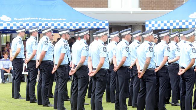 The Queensland Police Service new recruits at Oxley last year. QPS has struggled with recruitment. Picture: NCA NewsWire / Richard Gosling