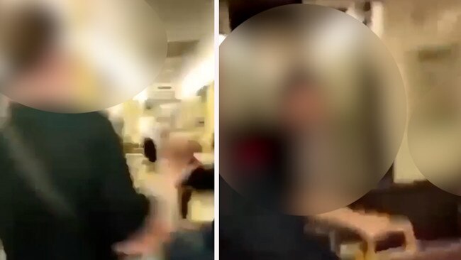 Images from a video capturing a violent attack on a train in Brisbane's bayside.