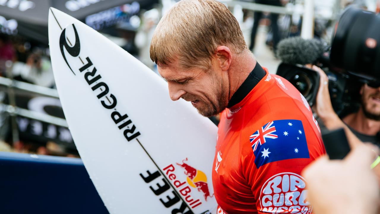 Fanning after bowing out to fellow Aussie Callum Robson. Picture: World Surf League