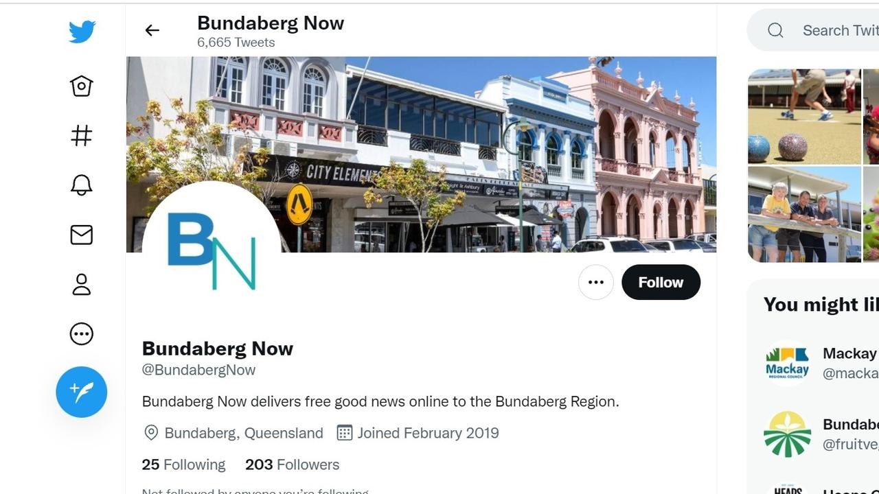 The Bundaberg Now Twitter page does not promote the website as owned by the council.