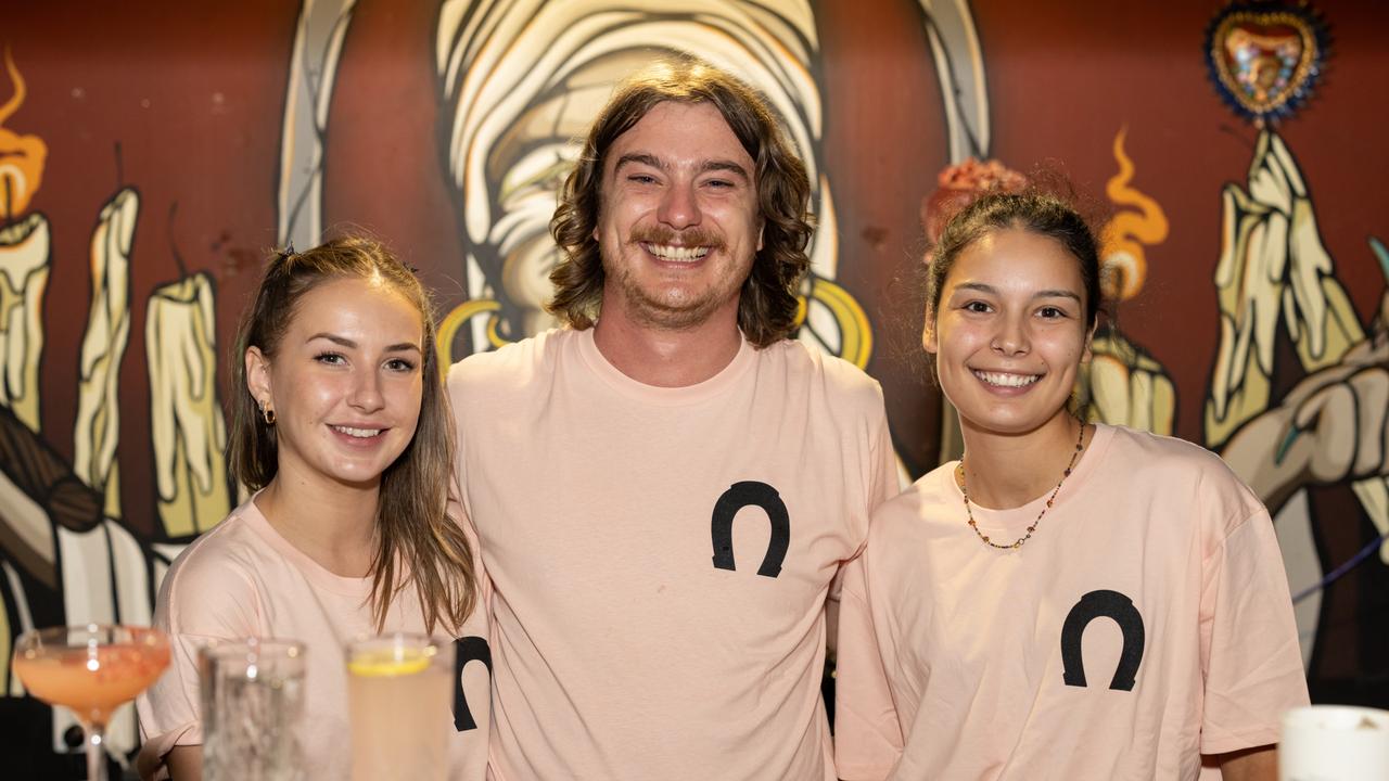 Sienna Stauton, Rainey Favaloro and Savannah Koochicum for The Pulse at Tequila Herradura Pop Up at the Pink Hotel, Coolangatta May 5 2023. Picture: Celeste Humphrey