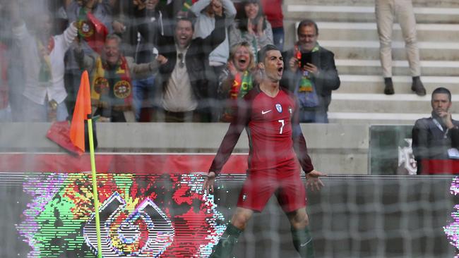 Portugal's Cristiano Ronaldo celebrates scoring.
