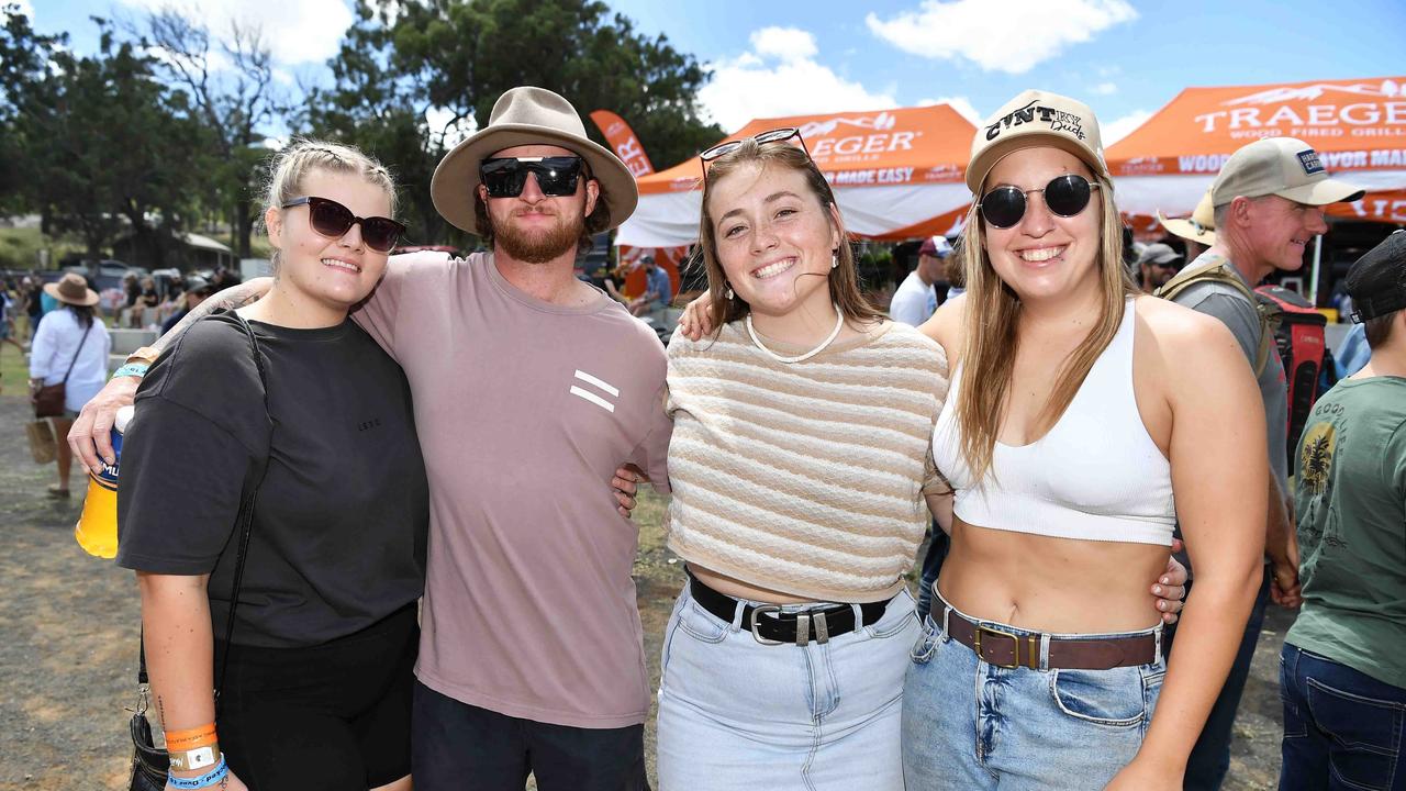 Addie Walls, Steven Thirkele, Charley Anderson and Amelia at Meatstock, Toowoomba Showgrounds. Picture: Patrick Woods.