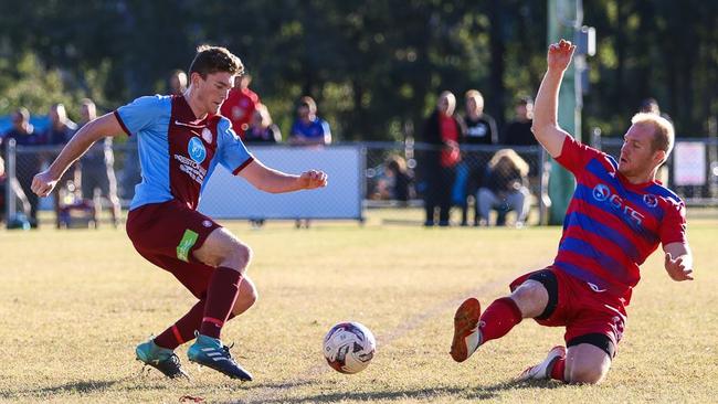 Action from a Gold Coast Premier League fixture last year between Coomera and Nerang.