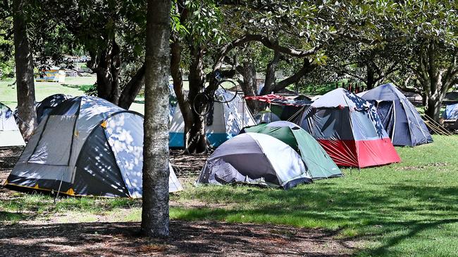 Tent city in Musgrave Park, South BrisbaneThursday December 7, 2023. Picture, John Gass