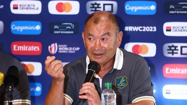 Eddie Jones speaking to the media on Friday in France. Picture: Getty Images