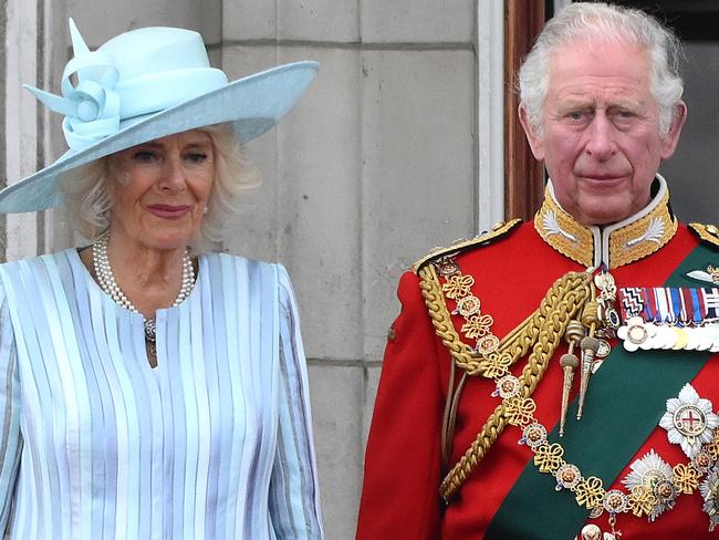 Charles, pictured with wife Camilla, will not be “blackmailed” by Harry, sources claim. Picture: Daniel Leal/AFP