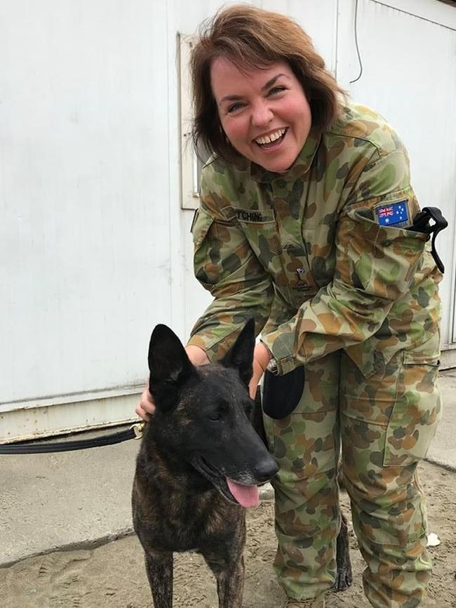 Kimberley Kitching while visiting Defence personnel in Afghanistan.