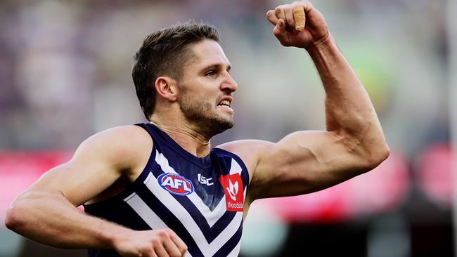 Dockers footy boss Peter Bell believed Hogan was beginning to hit his straps in the forwardline when the injury struck. Picture: AFL Photos/Getty Images