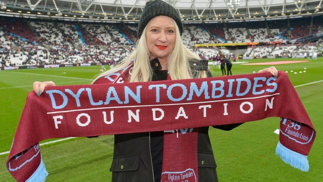 Dylan Tombides’ mother Tracy at West Ham’s London Stadium ground.