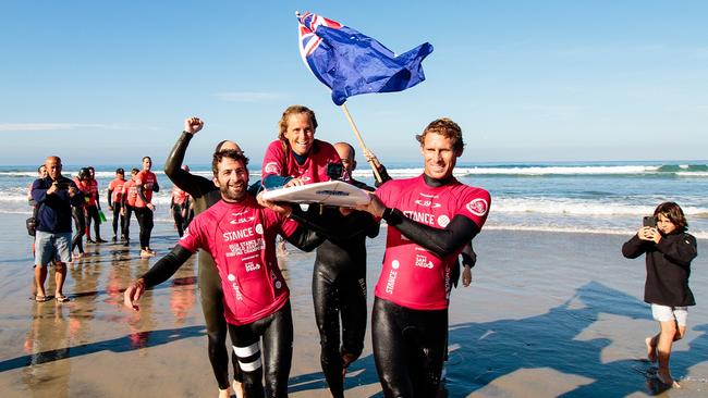 Sam Bloom after her 2018 win at the World Para Surfing Championships in the US.