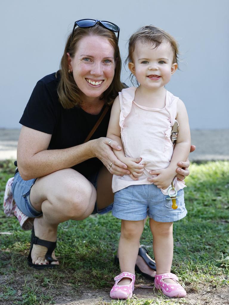 Emma Wilson and Heidi Wilson, 20 months, at the Little Day Out family day, held at the Holloways Beach Sports Oval and raising funds for the Holloways Hub. Picture: Brendan Radke