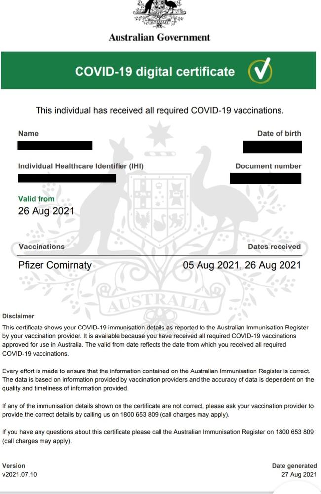 Covid 19 digital certificate