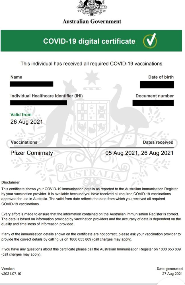 Covid-19 vaccination digital certificate