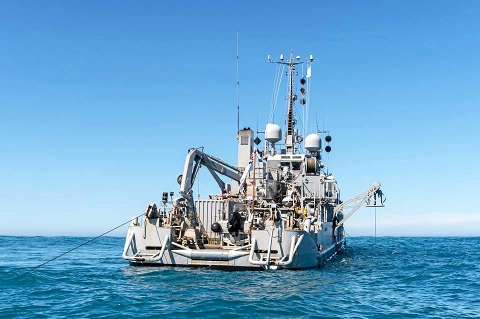 The NZ Naval vessel Manawanui at work. Picture: Contributed